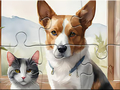 Joc Jigsaw Puzzle: Oil Painting Dog And Cat