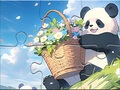 Joc Jigsaw Puzzle: Basket Flower Panda