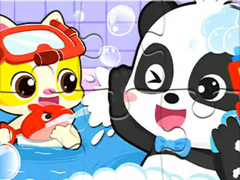 Joc Jigsaw Puzzle: Baby Panda Shower Time