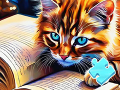 Joc Jigsaw Puzzle: Cat Reading