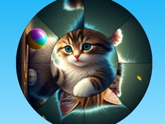 Joc Round Jigsaw Puzzle Collect Pictures with Cute Kittens