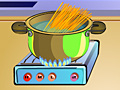 Joc Cooking spaghetti with tuna