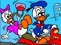 Joc Donald Duck on a motorcycle