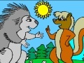 Joc Coloring: Hedgehog and squirrel on the lawn